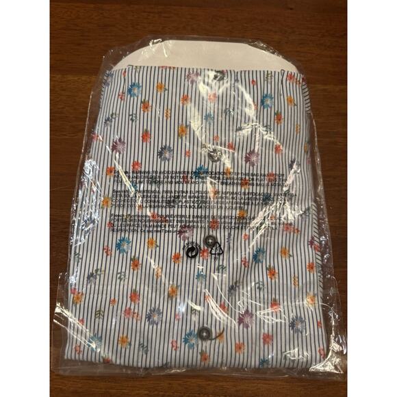 NWT Medium Johnnie O Top Shelf Short Sleeve Striped Shirt Flowers Floral May - Picture 5 of 9